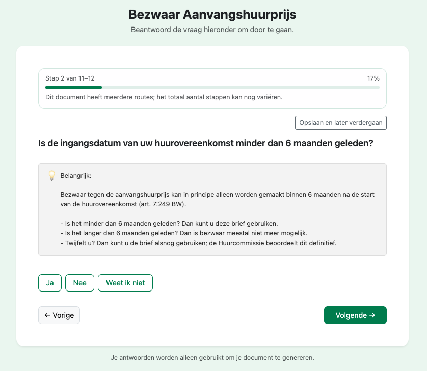 Preview bezwaar aanvangshuurprijs opstellen