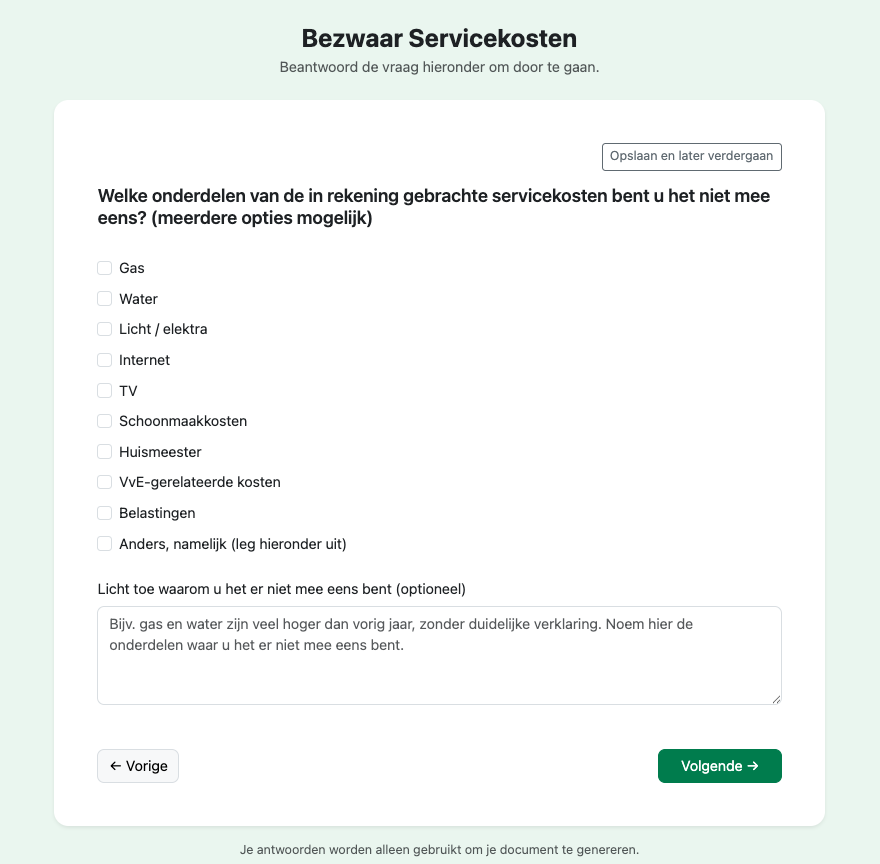 Preview bezwaar servicekosten