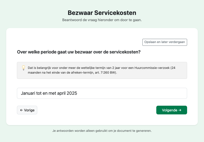 Voorbeeld invulscherm