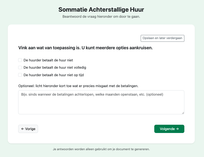 Preview sommatiebrief opstellen